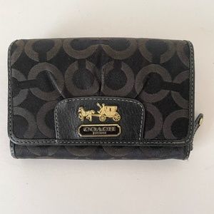 Coach Madison Op Art Signature Canvas Bifold Wallet Black Pink